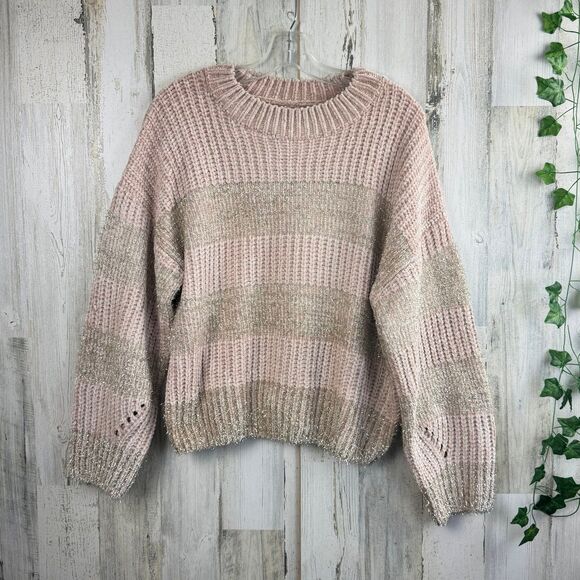 CLIEOBELLA CHUNKY LIGHT PINK PULLOVER SWEATSHIRT SIZE MEDUIM - Picture 1 of 6